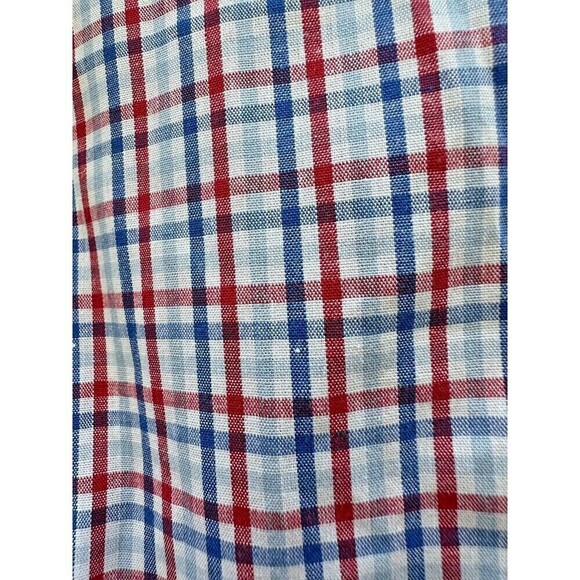 Club Room Men Classic Regular-Fit Plaid Shirt Button Down Red Blue Sz 18.5 34-35 - Picture 3 of 5